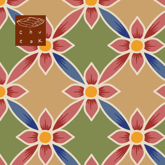 Floral Tile - Pomegranate