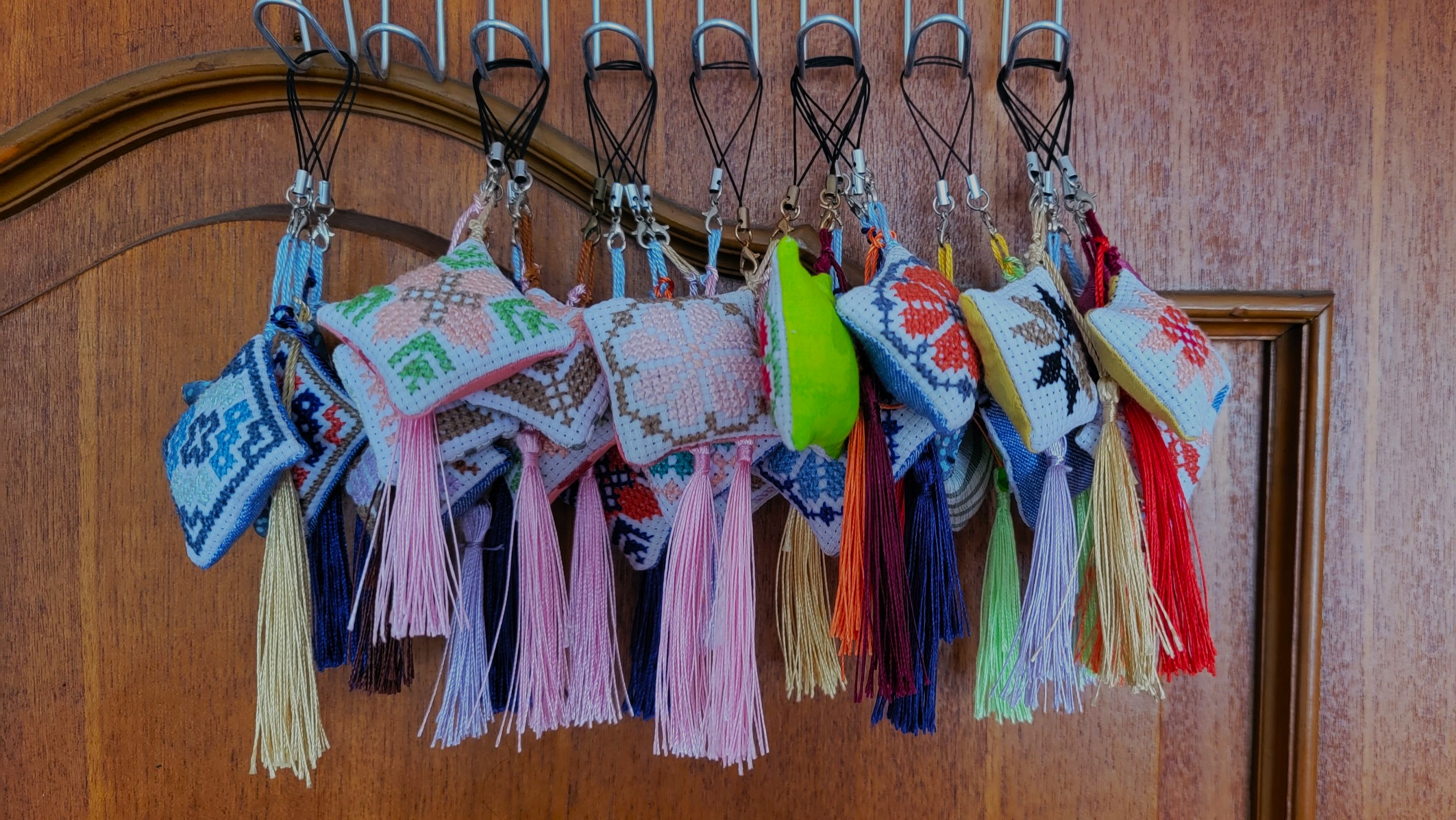 Collection of tatreez keychains